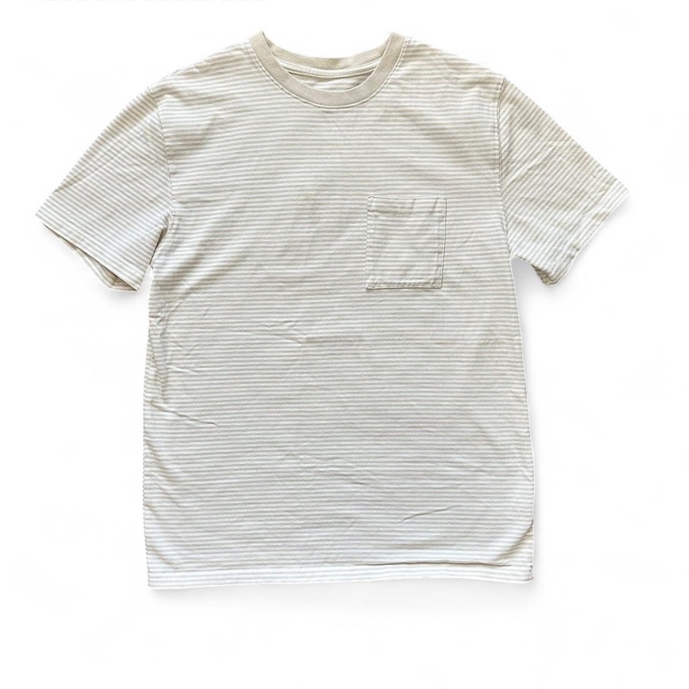 Goodfellow & Co Yellow and white striped short sleeve T-Shirt w/ chest pocket
